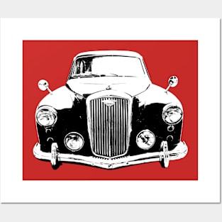 Wolseley 4/44 1950s British classic car monoblock black/white Posters and Art